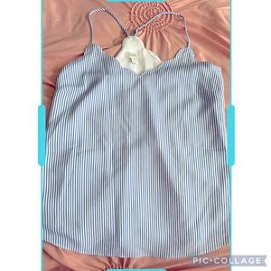 J. Crew Size 0 Racerback Tank Top in White and Blue